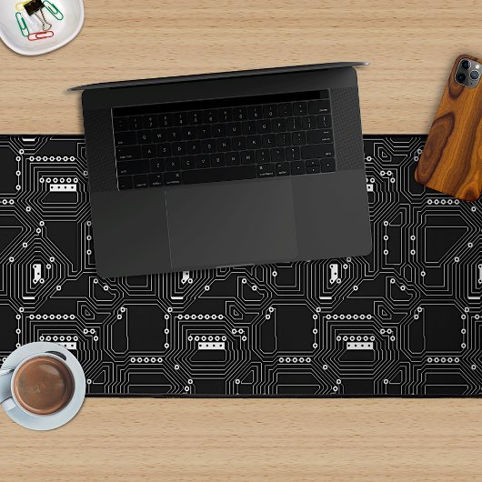 Classy Zwart Wit Retro Computer Circuit Board Bureaumat