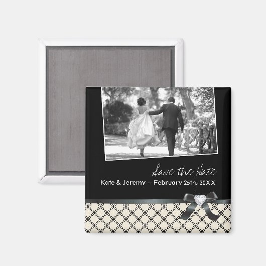 Classy Zwart-wit Save the Date Magneet (Voorkant / Achterkant)