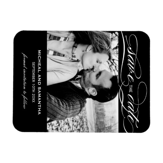 Classy Zwart-wit Save the Date Magnets Magneet (Horizontaal)