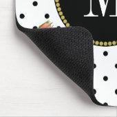 Classy Zwart Wit Stippen Antiek Bloemen Monogram Muismat (Hoek)