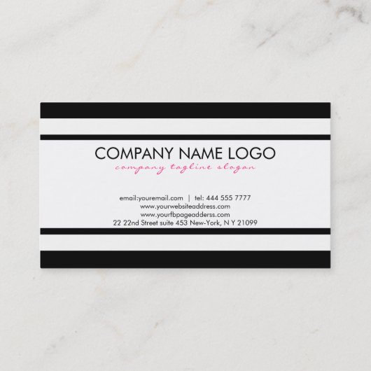 Classy zwart-wit strepen patroon visitekaartje (Achterkant)