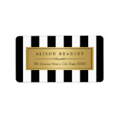 Classy Zwart Wit Strepen Vet Goud Label (Voorkant)