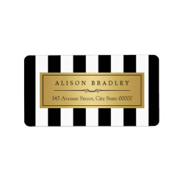 Classy Zwart Wit Strepen Vet Goud Label