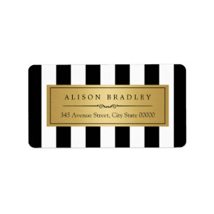 Classy Zwart Wit Strepen Vet Goud Label