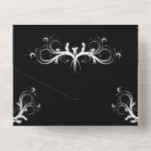 Classy zwart-wit Tri Fold RSVP bruiloft All In One Uitnodiging (Achterkant)
