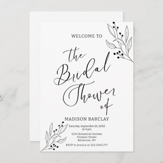 Classy zwart-wit Vrijgezellenfeest Kaart (Voorkant / Achterkant)