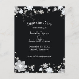 Classy Zwart + Wit Winter Bruiloft Save the Date Aankondigingskaart