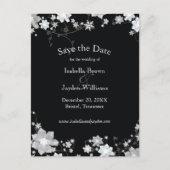 Classy Zwart + Wit Winter Bruiloft Save the Date Aankondigingskaart (Voorkant)