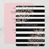 Classy, zwart-witte strepen, Cherry Blossom Kaart (Voorkant / Achterkant)