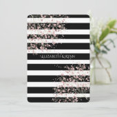 Classy, zwart-witte strepen, Cherry Blossom Kaart (Staand voorkant)