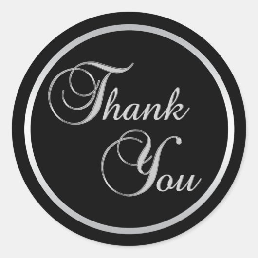 Classy zwart zilver dank u envelop afdichtingen ronde sticker (Voorkant)