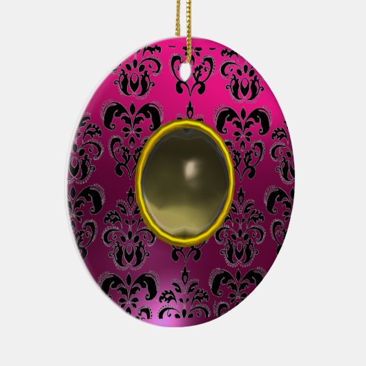 CLASSYBLACK PINK PAARSE FUCHSIA DAMASK GEM KERAMISCH ORNAMENT (Rechts)