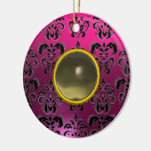 CLASSYBLACK PINK PAARSE FUCHSIA DAMASK GEM KERAMISCH ORNAMENT (Links)