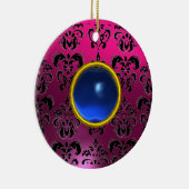 CLASSYBLACK PINK PAARSE FUCHSIA DAMASK GEM KERAMISCH ORNAMENT (Rechts)