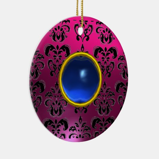 CLASSYBLACK PINK PAARSE FUCHSIA DAMASK GEM KERAMISCH ORNAMENT (Rechts)