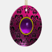 CLASSYBLACK PINK PAARSE FUCHSIA DAMASK GEM KERAMISCH ORNAMENT (Rechts)