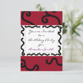 ClassyRed en Black Beaded uitnodiging van zaterdag (Staand voorkant)