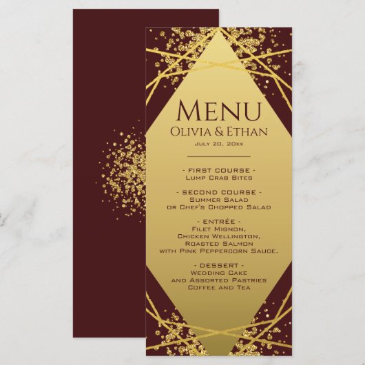 Clasy Gold Geometric op Bourgogne Menu (Voorkant / Achterkant)