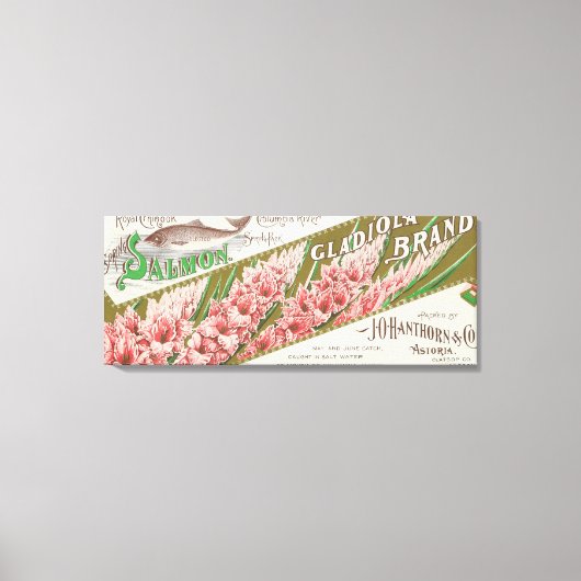 Clatsop County, Oregon - Gladiola Salmon Label Canvas Afdruk (Voorkant)