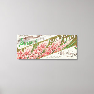 Clatsop County, Oregon - Gladiola Salmon Label Canvas Afdruk