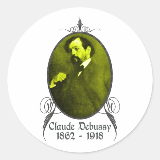 Claude Debussy Ronde Sticker (Voorkant)