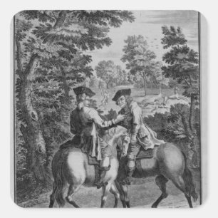 Claude Duval robbing Squire Roper Vierkante Sticker
