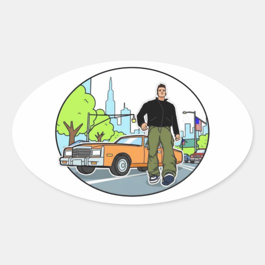 Claude - GTA 3 Ovale Sticker (Voorkant)
