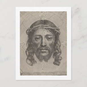 Claude Mellans Face of Christ 1649-gravure Briefkaart