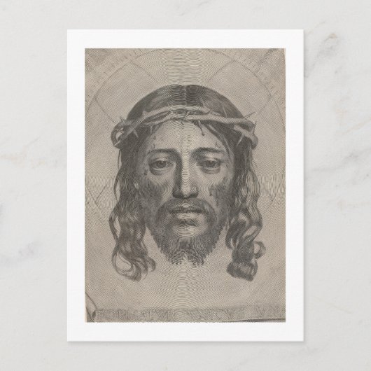 Claude Mellans Face of Christ 1649-gravure Briefkaart (Voorkant)
