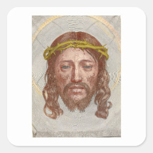 Claude Mellans gezicht van Christus 1649 gravure Vierkante Sticker