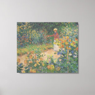 Claude Monet 1895 Vintage in de tuin Canvas Afdruk