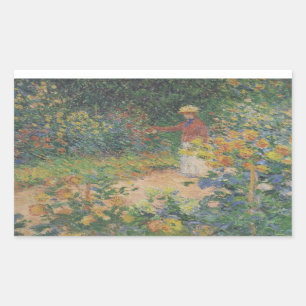 Claude Monet 1895 Vintage in de tuin Rechthoekige Sticker