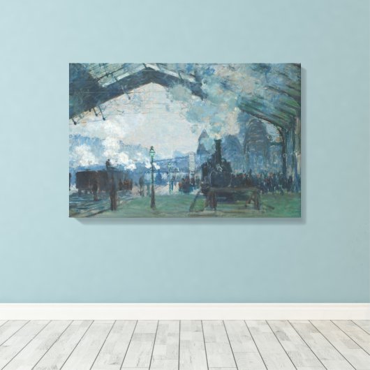 Claude Monet - Aankomst van de Normandische trein Canvas Afdruk (Insitu (Houten vloer))