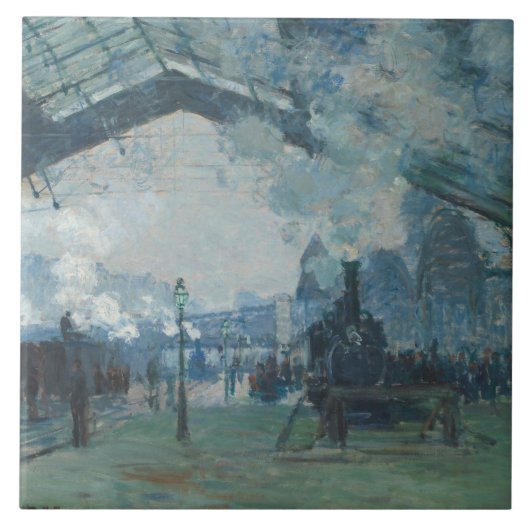 Claude Monet - Aankomst van de Normandische trein Tegeltje (Voorkant)