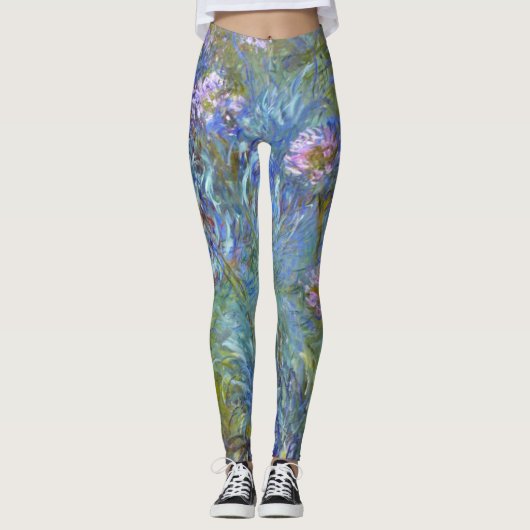 Claude Monet Agapanthus Fine Art Floral GalleryHD Leggings (Voorkant)