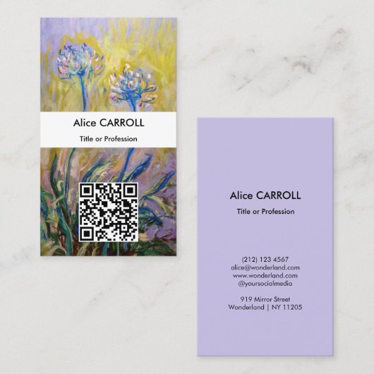 Claude Monet - Agapanthus - QR-code Visitekaartje (Voorkant / Achterkant)