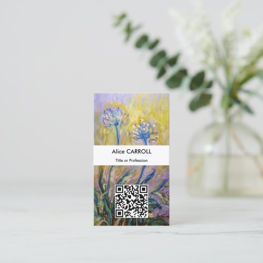 Claude Monet - Agapanthus - QR-code Visitekaartje (Staand voorkant)