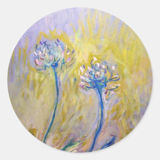 Claude Monet - Agapanthus Ronde Sticker (Voorkant)