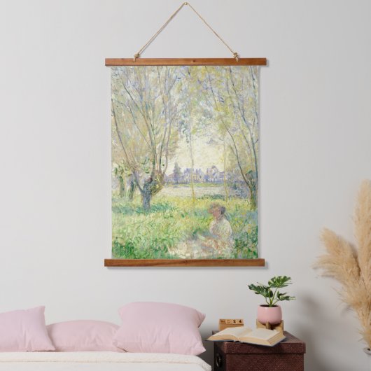 Claude Monet Art Vrouwen Zittend Onder Willow Hangend Wandkleed (Slaapkamer)
