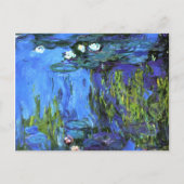 Claude Monet art: Water-Lilies, blauwe indigo Briefkaart (Voorkant)