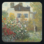 Claude Monet | Artiestuin in Argentinië Vierkante Sticker<br><div class="desc">The Artists Garden in Argenteuil (A Corner of the Garden with Dahlias),  1873 (oil on canvas)| van Claude Monet | Art Location: National Gallery Art Washington DC| French Artist | Collectie Afbeelding nummer: XOS744773</div>
