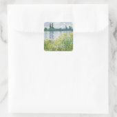 Claude Monet | Banken van de Seine, Vetheuil, 1880 Vierkante Sticker (Tas)