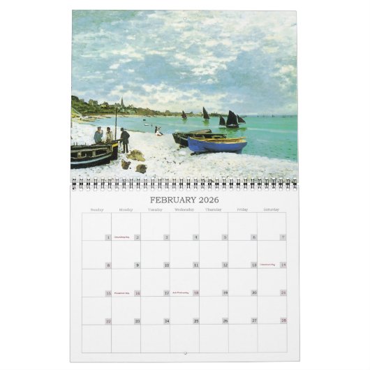 Claude Monet Beauful Schilderachtig Fine Art Kalender (Feb 2026)