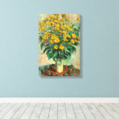 Claude Monet - Bloemen van de aardpeer Canvas Afdruk (Insitu (Houten vloer))