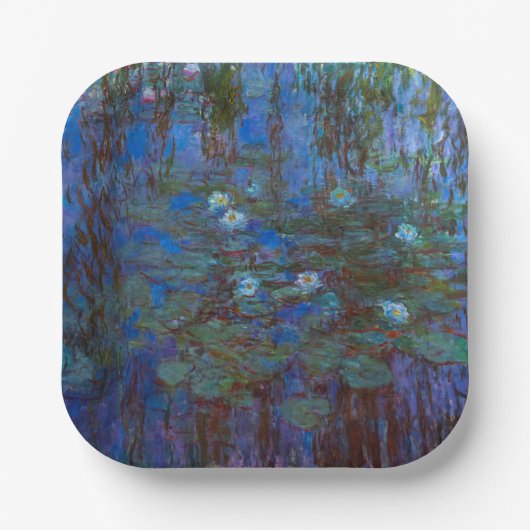 Claude Monet - Blue Water Lilies Papieren Bordje (Voorkant)