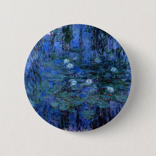 Claude Monet Blue Water Lilies Ronde Button 5,7 Cm (Voorkant)