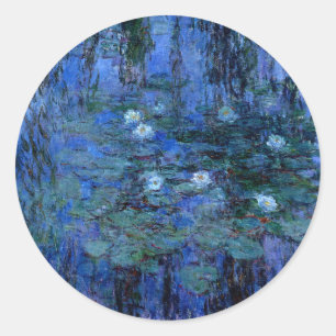 Claude Monet Blue Water Lilies Ronde Sticker