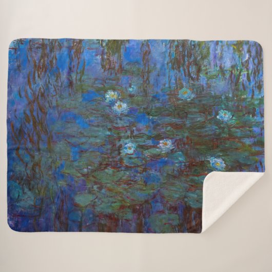 Claude Monet - Blue Water Lilies Sherpa Deken (Voorkant (horizontaal))