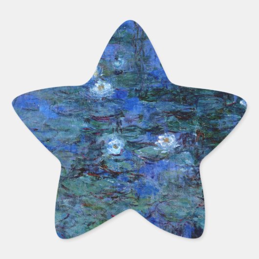 Claude Monet Blue Water Lilies Ster Sticker (Voorkant)