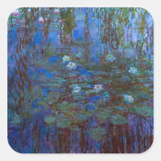 Claude Monet - Blue Water Lilies Vierkante Sticker (Voorkant)